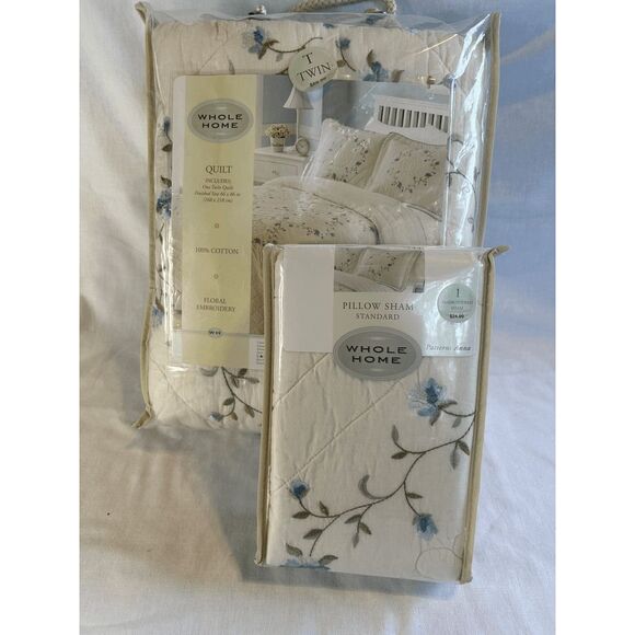 Whole Home Twin Size Quilt & One Sham Set in Pattern "Anna" NIB 100% Cotton - Picture 1 of 6
